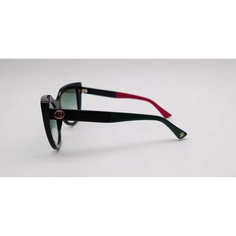 Gucci GG0164SN 003 Cat Eye Sunglasses Black Green Red Web with Case Bee Logo